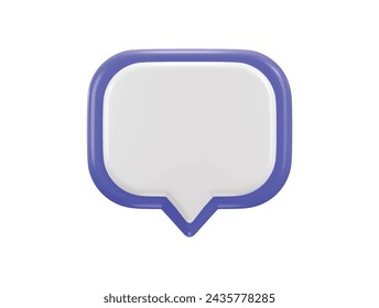 purple speech bubble with a white background icon 3d rendering vector illustration