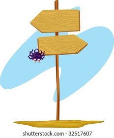 Aranha roxa pendurada no sinal