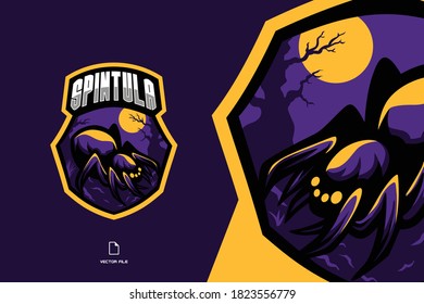 purple spider mascot esport game logo badge 