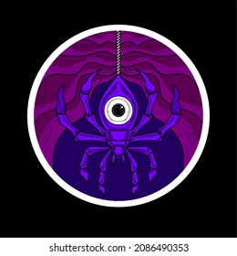 purple spider on black background.