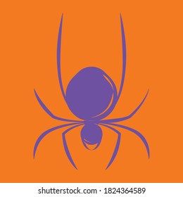 Vector de araña púrpura sobre fondo naranja
