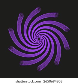Purple spiral icon. Vivid vortex motion. Night swirl Vector. Bold contrast background.