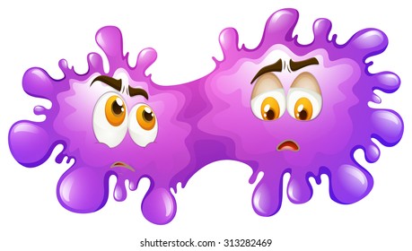 Purple splash with faces illustration