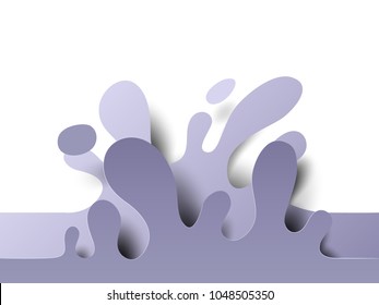 Purple splash water on white background, paper art/paper cutting style