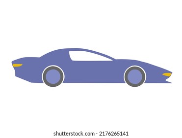 Purple sports car in doodle style. Hand Drawn. Freehand drawing. Doodle. Sketch.	