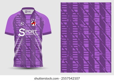 A purple sports shirt with a striking design that plays with different shades of purple, adding life to the shirt. It also features the brand logo "S PORT" and symbols that may refer to a sports team.