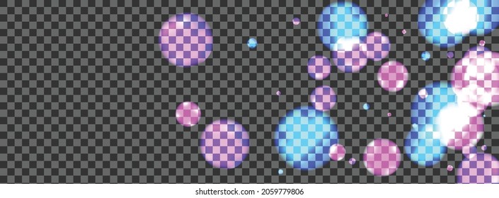 Purple Spot Background Transparent Vector. Dot Pattern Template. Ribbon Design. Blue Confetti Happy Illustration. Pink Sky.