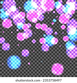 Vector transparente de fondo de punto púrpura. Ilustración de Confetti Shine. Plantilla de Navidad. Tarjeta De Fondo De Pantalla De Punto Azul. Vacaciones rosas.
