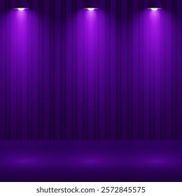 Purple Spotlight Background With Dark Background. Beauty product and Fashion Product Light. Space for selling products on the website. Empty room with spotlight effect.