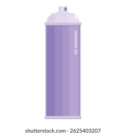 Purple spray paint can standing up on a white background