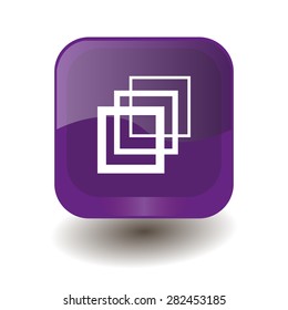 Purple square button with white gallery sign, vector design for website 