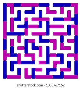 Purple square maze(10x10) on a white background