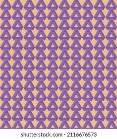 Palos cuadrados morados dispuestos en forma triangular sobre un fondo de crema