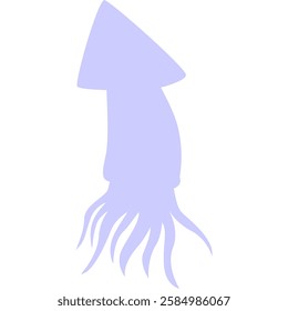 Purple squid silhouette on white background, ideal for marinethemed designs, logos, or print materials needing a nature touch.