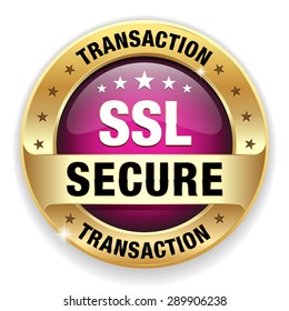 Purple Ssl Secure Badge With Gold Border On White Background