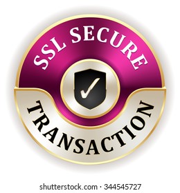 Purple ssl secure transaction badge with gold border
