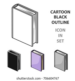 Purple standing book icon in cartoon style isolated on white background. Books symbol stock vector illustration.