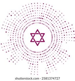 Purple Star of David icon isolated on white background. Jewish religion symbol. Symbol of Israel. Abstract circle random dots. Vector