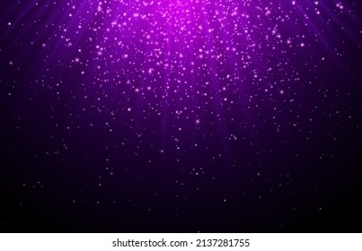 Purple star explosion with pink sparkles, cosmic starburst, vector light effect.