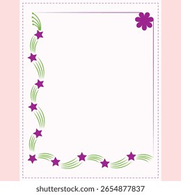 Purple Star Green Wave Border Frame Template