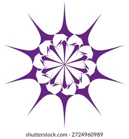 Ícone de estrela roxa. Flor abstrata afiada. Forma violeta espetada. Vetor de flor geométrica. EPS 10.