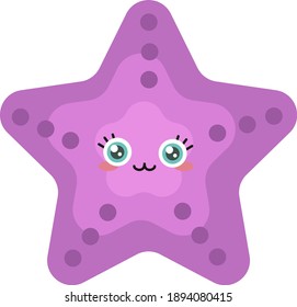 Purple starfish, illustration, vector on white background
