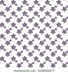 Purple Starfish Pattern on White Background in Repetitive Arrangement