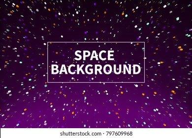 Purple starry background. Abstract cosmic backdrop. Stars in space, speed. Vector illustration