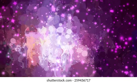 Purple stars brush strokes background. Vector version