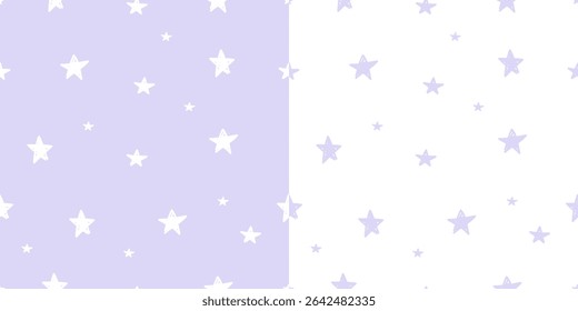 purple stars pattern. Childish star seamless background. Cute pastel star. Vector star. For wallpaper, wrapping, print