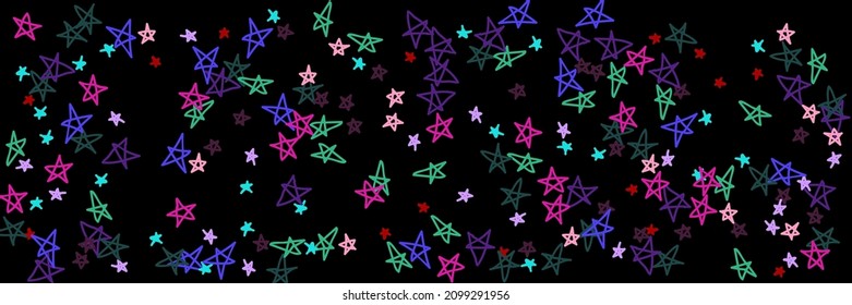 Purple Stars Red Bright Kids Colorful Vibrant Bordo Sky Wallpaper. Pastel Green Naive Dark Black Night Childish Background. Mint Chaotic Vivid Multicolor Violet Lavender Pink Handdrawn Stars.