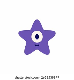 A purple star-shaped creature with a single eye and a small smile