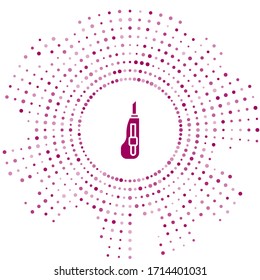 Purple Stationery knife icon isolated on white background. Office paper cutter. Abstract circle random dots. Vector Illustration