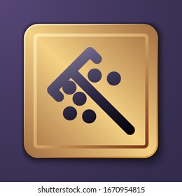 Purple Stick for chips icon isolated on purple background. Casino gambling. Gold square button. Vector Illustration