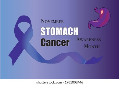 Purple stomach or gastric cancer November awareness square vector long ribbon background.