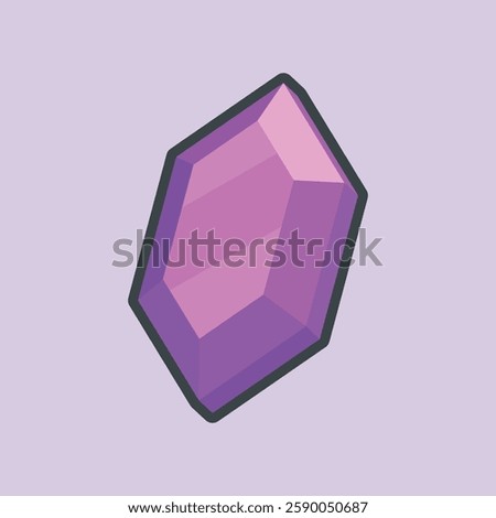 purple stone gemstone with outline flat vector design.