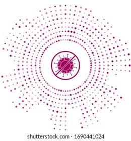 Purple Stop virus icon isolated on white background. Corona virus 2019-nCoV. Bacteria and germs, cell cancer, microbe, fungi. Abstract circle random dots. Vector Illustration