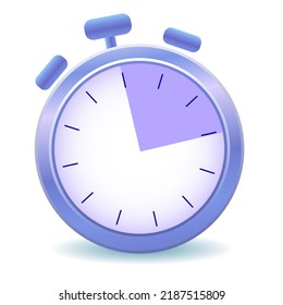 Purple stopwatch for checking fast time measurement. realistic icon vector illustration. Timer for sports competition deadline countdown. Mechanical analogue element.