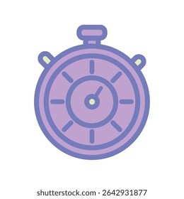 Purple stopwatch timer icon. Vector illustration
