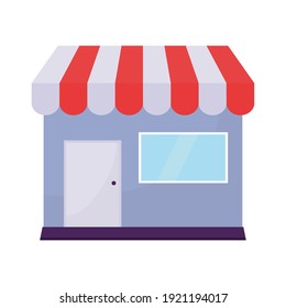 almacén púrpura en un diseño de ilustración vectorial de fondo blanco