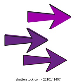 purple straight arrows. Vector illustration. Stock image. 