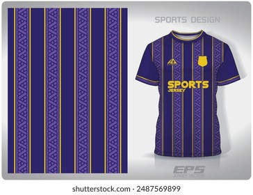 Purple straight line basketweave pattern design, illustration, textile background for sports t-shirt, football jersey shirt mockup for football club. consistent front view