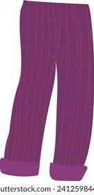 Purple striped pants vector illustration. Women's fashion trousers, elegant clothing detail vector illustration.