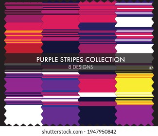 Purple striped seamless pattern collection includes 8 designs for fashion textiles, graphics