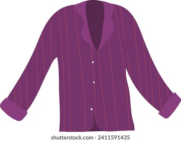 Purple striped shirt design for fashion and apparel. Men's dress shirt illustration with button-up front. Clothing vector illustration.
