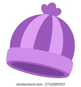 purple striped winter hat warm flat color vector illustration template design