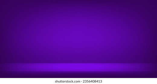 Fondo de estudio morado. Gradiente abstracto negro. Espacio para la venta de productos en el sitio web. La plantilla se burla para mostrar el producto. Entorno empresarial. Ilustración vectorial.