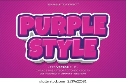 Vector editable 3D de efecto de estilo púrpura
