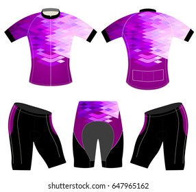 Purple style on sports t-shirt vector cycling vest design on a white background