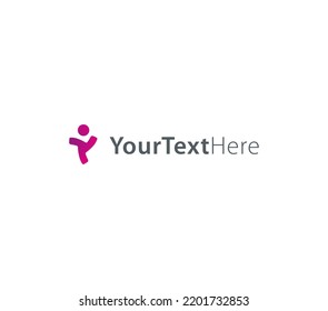 Purple stylized dynamic human. Ready logo